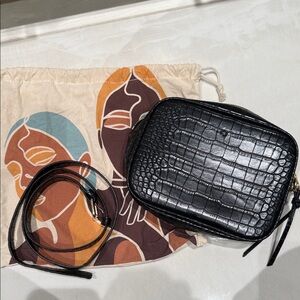 Black Crocodile Pattern Belt Bag